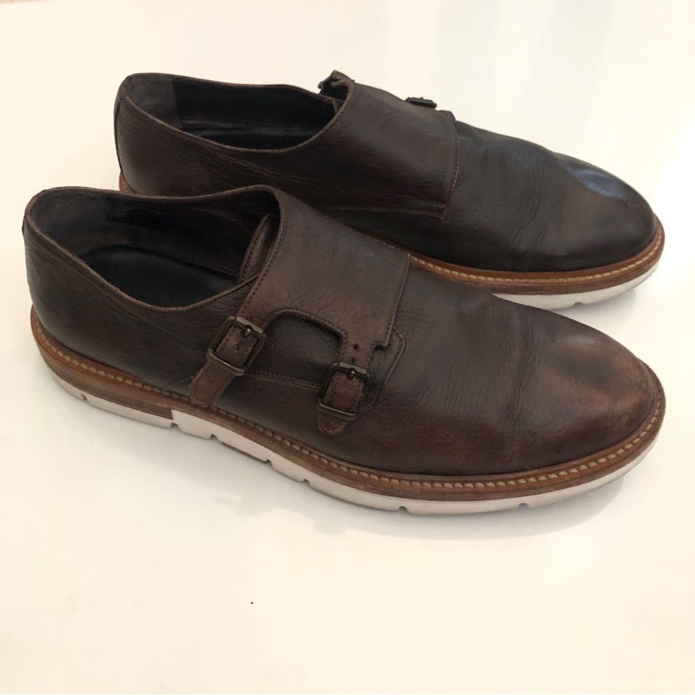 Rolando Sturlini Double Monk Strap leather shoes Mens 43 made Italy